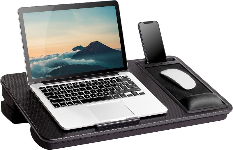 Photo 1 of LapGear Elevation Pro Lap Desk with Gel Wrist Rest, Mouse Pad, and Booster Cushion -Black Carbon - Fits up to 17.3 Inch Laptops - Style No. 88108
