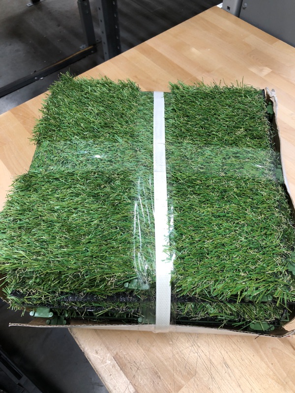 Photo 2 of 1 ft. x 1 ft. Artificial Grass Interlocking Tiles (9-Pack)