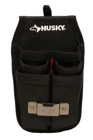 Photo 1 of 1 Husky 5 in. 5-Pocket Black Four Barrel Tool Belt Pouch AND 1 Husky 7-Pocket Black Utility Tool Pouch