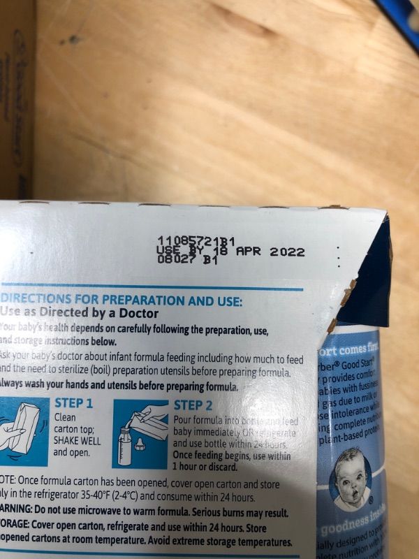 Photo 2 of Gerber Good Start Soy Non-GMO Ready to Feed Liquid Infant Formula, Stage 1, 33.8 Fl Oz 16 PACK EXP 04/18/2022 NON REFUNDABLE 
