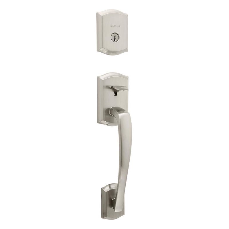 Photo 1 of ***PARTS ONLY*** Kwikset Prescott Satin Nickel Single Cylinder Entry Door Handleset with Tustin Handle Featuring SmartKey Security
