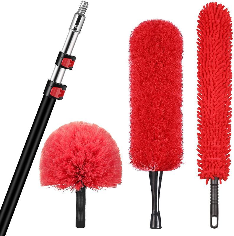 Photo 1 of *** MISSING PARTS*** PARTS ONLY **** Foot High Reach Dusting Kit with 5-12 Foot Extension Pole // High Ceiling Duster with Telescopic Pole // Cobweb Duster // Microfiber Duster // Outdoor & Indoor Extendable Duster Cleaning Kit