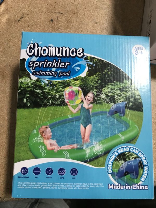 Photo 3 of Chomunce Splash Pad for Kids Inflatable Sprinkler Pool Outdoor Water Toys for Kid Ages 4-8 Summer Swimming Outside 3-in-1 Upgraded Spray Mat Birthday Gifts for 1 2 3 4 5 6 7 Years Old Boys and Girls
