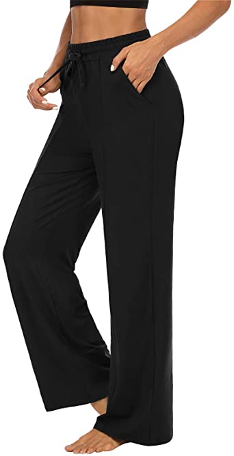 Photo 1 of DIBAOLONG Womens Yoga Sweatpants Loose Drawstring Lounge Wide Leg Pajama Pants Workout Joggers Pants with Pockets- L
