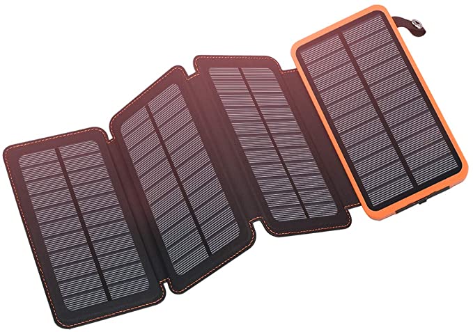 Photo 1 of FEELLE Solar Power Bank Charger 25000mAh Solar Phone Charger with 4 Solar Panels & Dual 2.1A USB Ports Portable Solar Powered External Battery for iPhone Cell Phone Devices
