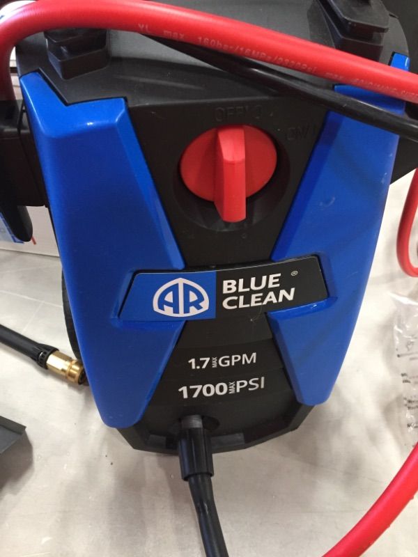 Photo 2 of ***PARTS ONLY*** AR Blue Clean, BC142HS Electric Pressure Washer, 1700 PSI, 1.7 GPM, 11 AMP, 15 Degree Nozzle, Easy Squeeze Spray Gun, Foam Cannon, Extension Lance, 25' Hose, Compact Ergonomic Handle Design, 18 Lbs
