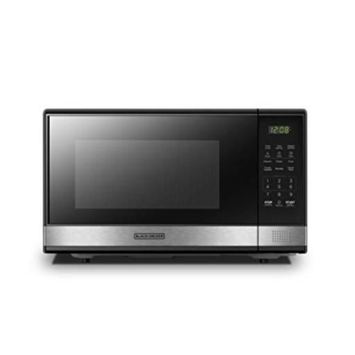 Photo 1 of ***PARTS ONLY*** BLACK+DECKER EM031MB11 Digital Microwave Oven with Turntable Push-Button Door, Child Safety Lock, 1000W, 1.1cu.ft, Stainless Steel, 1.1 Cu.ft