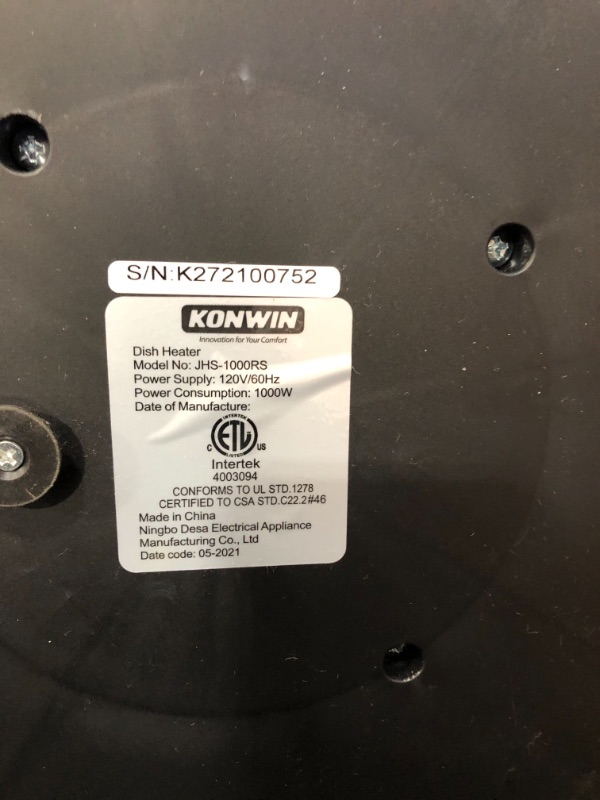 Photo 3 of *NOT EXACT stock picture, use for reference* 
Konwin 1000-Watt Oscillating Parabolic Dish Radiant Electric Portable Space Heater, Black