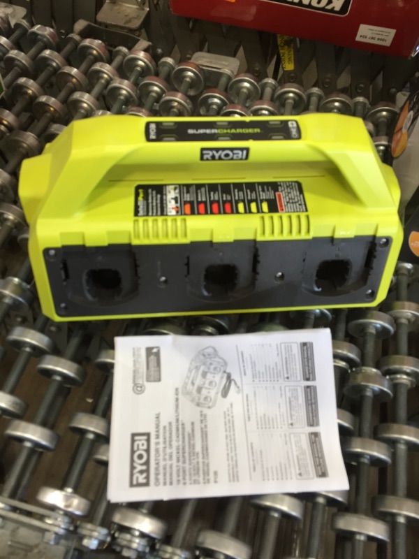 Photo 2 of *USED*
*SEE last picture for damage*
RYOBI ONE+ 18V 6-Port Dual Chemistry IntelliPort SUPERCHARGER with USB Port