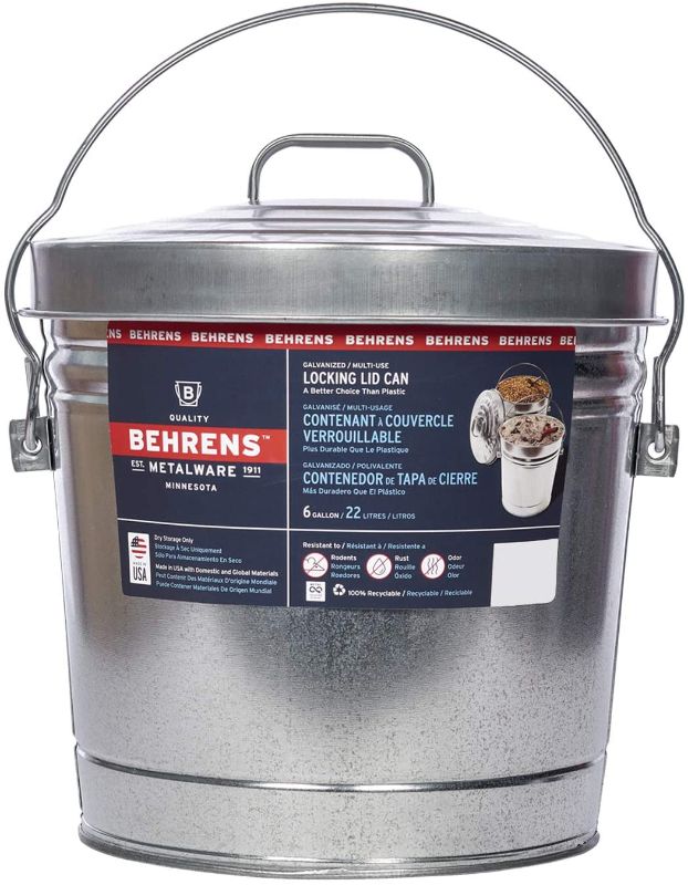 Photo 1 of *MISSING lid*
Behrens 6 Gal. Galvanized Steel Round Trash Can with Locking Lid