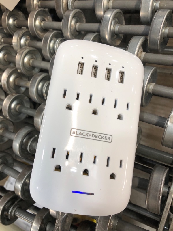 Photo 2 of White 6 Grounded Outlets Surge Protector Wall Mount with 4 USB Charging Ports
