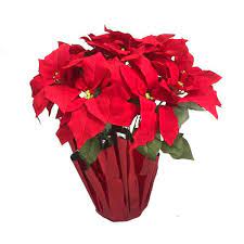 Photo 1 of HOME ACCENTS RED 21IN POINSETTIA VELVET PLANT**SET OF 2**SOLD AS IS**