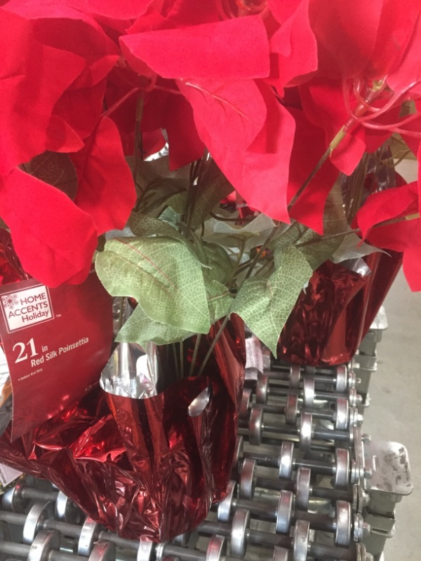 Photo 2 of HOME ACCENTS RED 21IN POINSETTIA VELVET PLANT**SET OF 2**SOLD AS IS**