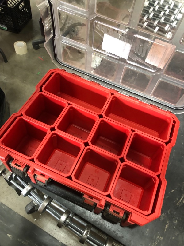 Photo 3 of *USED*
Milwaukee 10-Compartment Red Deep Pro Portable Tool Box with Storage and Organization Bins for Small Parts