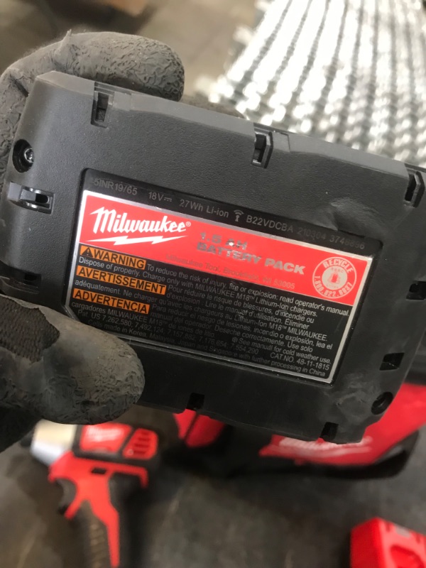 Photo 6 of *USED*
*SEE last picture for damage*
Milwaukee M18 18-Volt Lithium-Ion Cordless Drill Driver/Impact Driver Combo Kit w/ Two 1.5Ah Batteries, Charger Tool Bag (2-Tool)