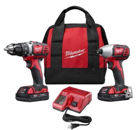 Photo 1 of *USED*
*SEE last picture for damage*
Milwaukee M18 18-Volt Lithium-Ion Cordless Drill Driver/Impact Driver Combo Kit w/ Two 1.5Ah Batteries, Charger Tool Bag (2-Tool)