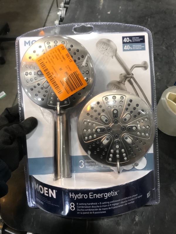 Photo 2 of *USED*
MOEN HydroEnergetix 8-Spray Patterns with 1.75 GPM 4.75 in. Wall Mount Dual Shower Heads in Spot Resist Brushed Nickel