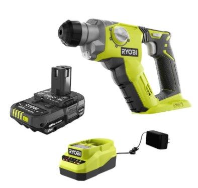 Photo 1 of *USED*
*MISSING battery*
RYOBI ONE+ 18V Cordless 1/2 in. SDS-Plus Rotary Hammer Drill with 2.0 Ah Battery and Charger