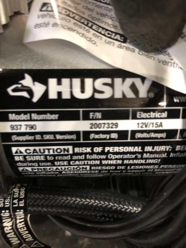 Photo 3 of *USED*
*MISSING attachment pieces and carrying bag*
Husky 12-Volt Inflator