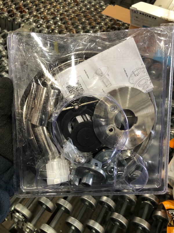 Photo 3 of *previously opened*
*UNKNOWN if MISSING anything*
DANCO 1-Handle Valve Trim Kit in Brushed Nickel for MOEN Tub/Shower Faucets (Valve Not Included)