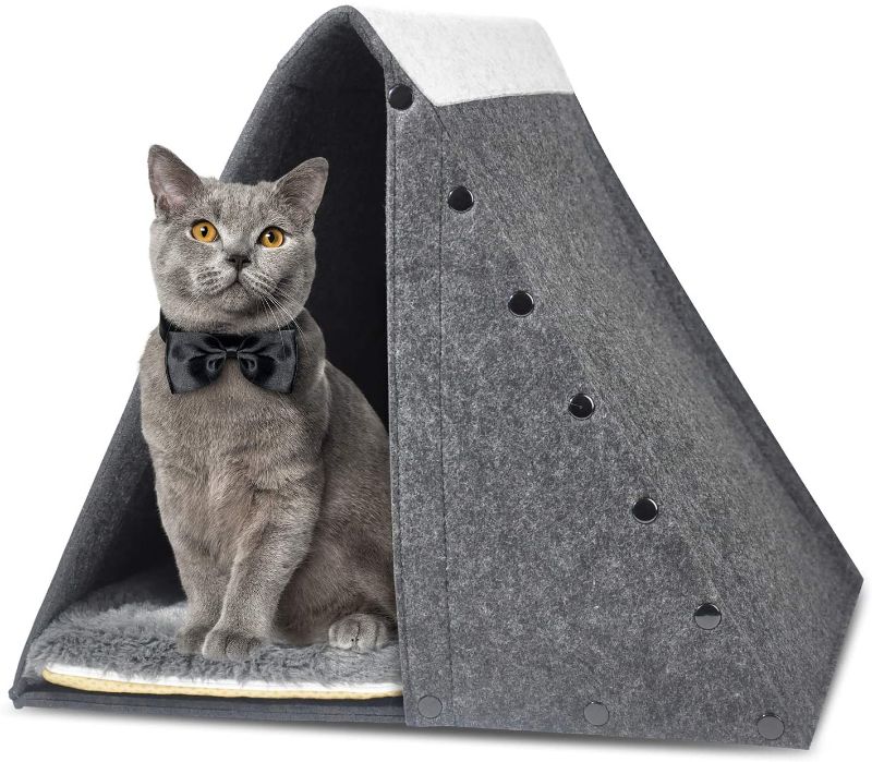 Photo 1 of *cushion NOT included* 
OPPODREAM Indoor Cat House for Kitties, Felt Pet House with Door, Scratch Resistant, 13"x15.7"x13.8"
