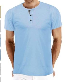 Photo 1 of BBDMY Men's Fashion Casual Front Placket Short Sleeve Henley T-Shirts Cotton Shirts Medium 
