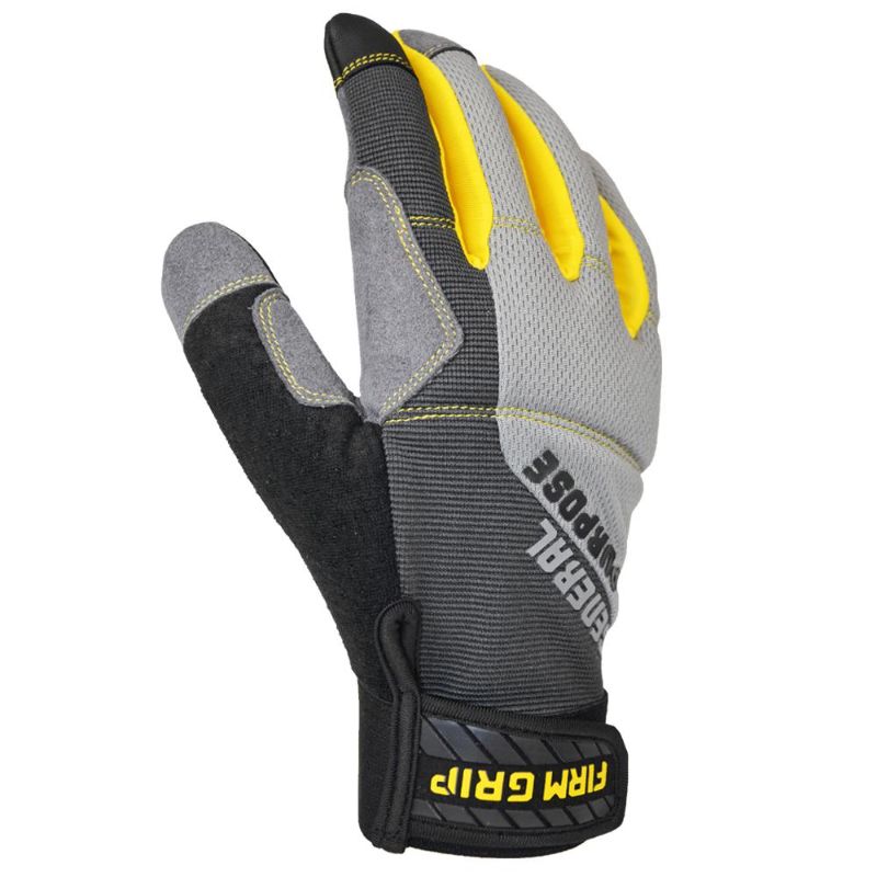 Photo 1 of 1. FIRM GRIP General Purpose Medium Gray Synthetic Leather Glove (3-Pair), Gray/Yellow (6 pairs)
2. X-Large ANSI 1 Cut Level Latex Coated Micro Impact Work Glove
