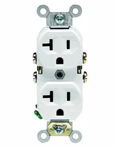 Photo 1 of (11-Pack) 20 Amp Industrial Grade Duplex Outlet, White
