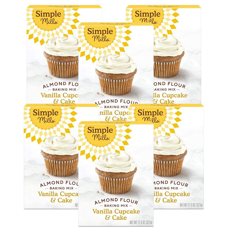 Photo 1 of **EXPIRED 01/18/2022** Simple Mills Almond Flour Baking Mix, Gluten Free Vanilla Cake Mix, Muffin pan ready, Good for Baking, Nutrient Dense, 11.5oz, 6 Count
