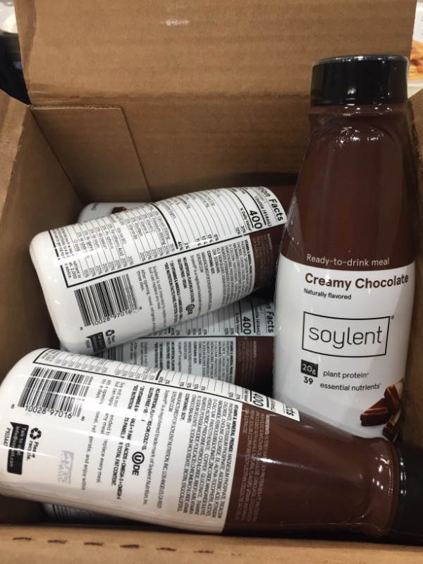 Photo 2 of **EXPIRED12/18/2021** Soylent Complete Nutrition Gluten-Free Vegan Protein Meal Replacement Shake, Creamy Chocolate, 14 Oz, 12 Pack
