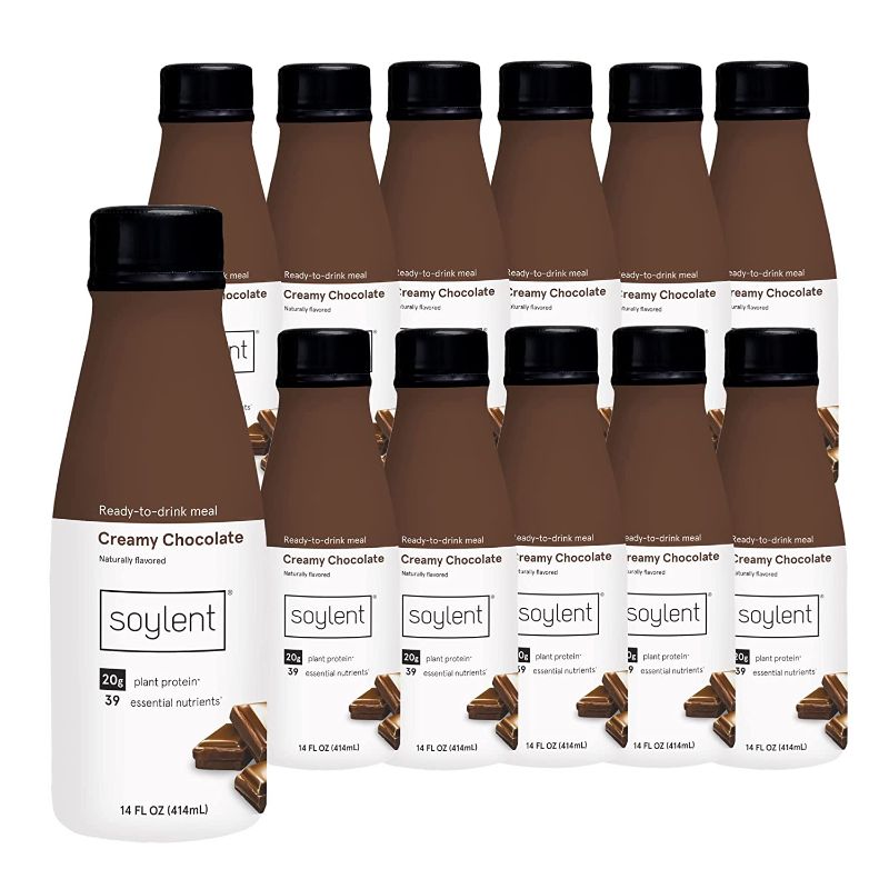Photo 1 of **EXPIRED12/18/2021** Soylent Complete Nutrition Gluten-Free Vegan Protein Meal Replacement Shake, Creamy Chocolate, 14 Oz, 12 Pack
