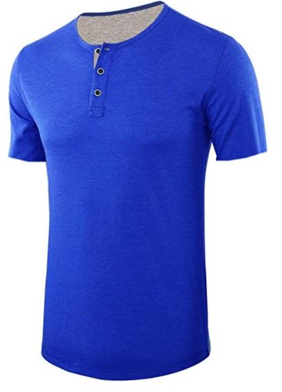 Photo 1 of MEDIUM : BBDMY Men's Fashion Casual Front Placket Short Sleeve Henley T-Shirts Cotton Shirts
