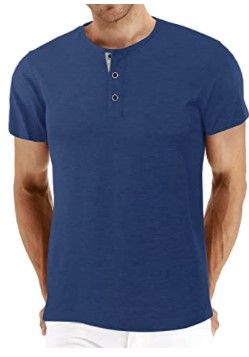 Photo 1 of MEDIUM : BBDMY Men's Fashion Casual Front Placket Short Sleeve Henley T-Shirts Cotton Shirts
