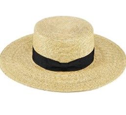 Photo 1 of ONE SIZE FITS ALL: FEMSÉE Straw Beach Hat - Sun Hats for Women and Men Flat Top Classic Boater Hat
