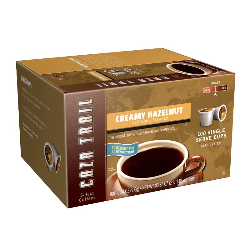 Photo 1 of ** EXPIRES 12/26/2022** Caza Trail Coffee Pods, Creamy Hazelnut, Single Serve (Pack of 100) (Packaging May Vary)

