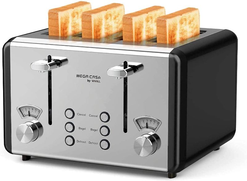 Photo 1 of 4 Slice Toaster, whall Stainless Steel,Bagel Toaster-6 Bread Shade Settings