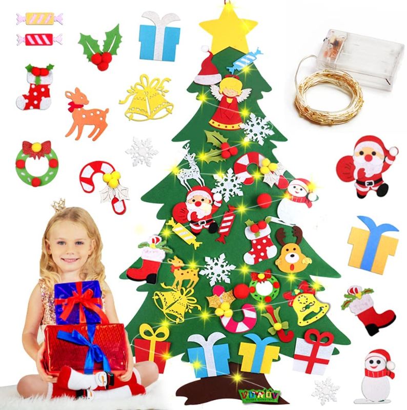 Photo 1 of SET OF 2
VOWOV Felt Christmas Tree Decorations Set with Ornaments - Double Stitched- Wall Hanging-Handmade 30pcs Detachable Christmas Ornaments and 50 LEDs String Lights, 3.3 FT

