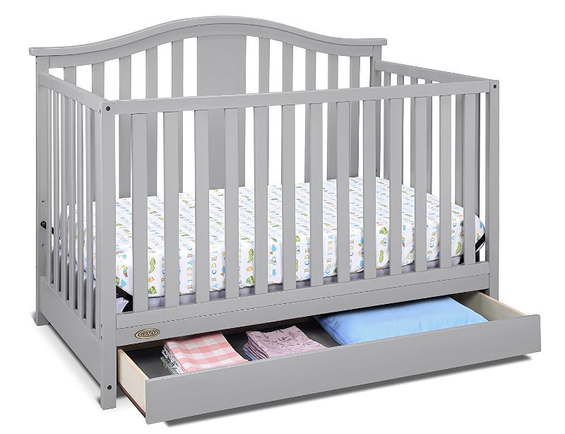 Photo 1 of Graco Solano 4-in-1 Convertible Crib with Drawer, MISSING SOME SCREWS.