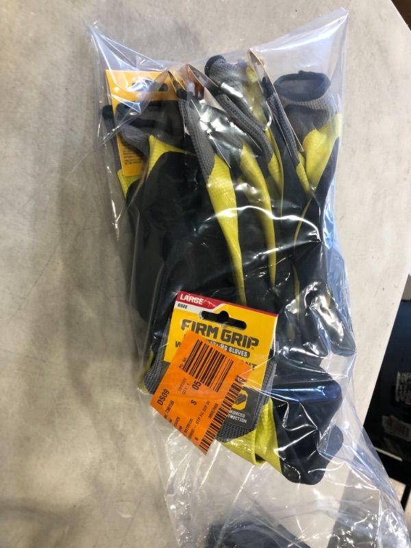 Photo 1 of 5x FIRM GRIP Water Resistant Large Yellow and Black Nitrile Dipped Gloves (1-Pair), Yellow//Black
