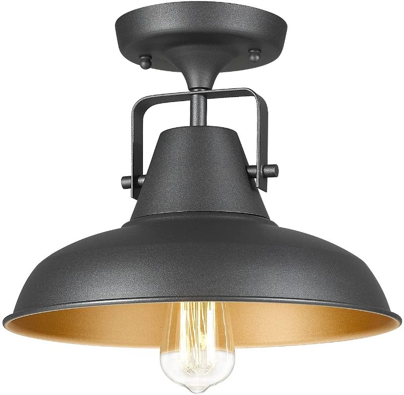 Photo 1 of  1-Light Semi Flush Mount Light, Farmhouse Black Ceiling Light Fixture