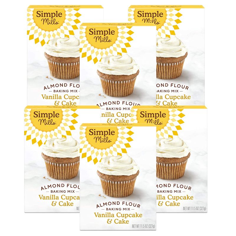 Photo 1 of EXP DATE: 01-18-2022 Simple Mills Almond Flour Baking Mix, Gluten Free Vanilla Cake Mix, Muffin pan ready, Good for Baking, Nutrient Dense, 11.5oz, 6 Count