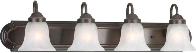 Photo 1 of Alabaster Glass 4-Light Antique Bronze Vanity Light P2104-20
