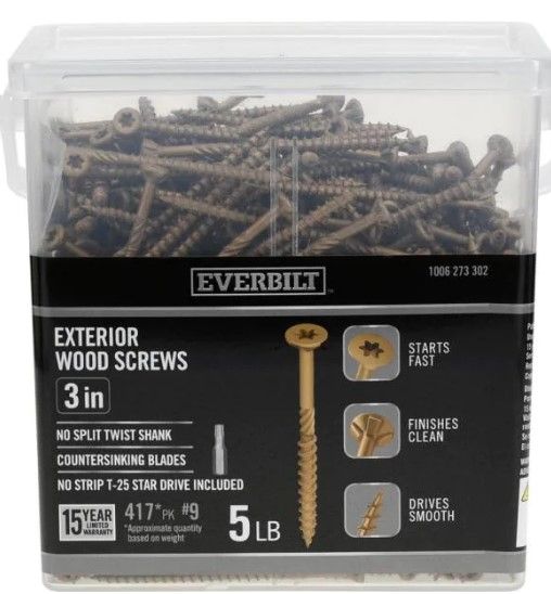 Photo 1 of (PREVIOUSLY OPENED)
#9 x 3 in. Star Drive Flat Head Exterior Wood Screws (417-Pack)
