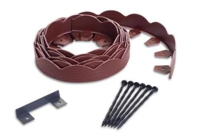 Photo 1 of 20 ft. Red Scalloped Woodgrain Plastic No-Dig Edging Kit
