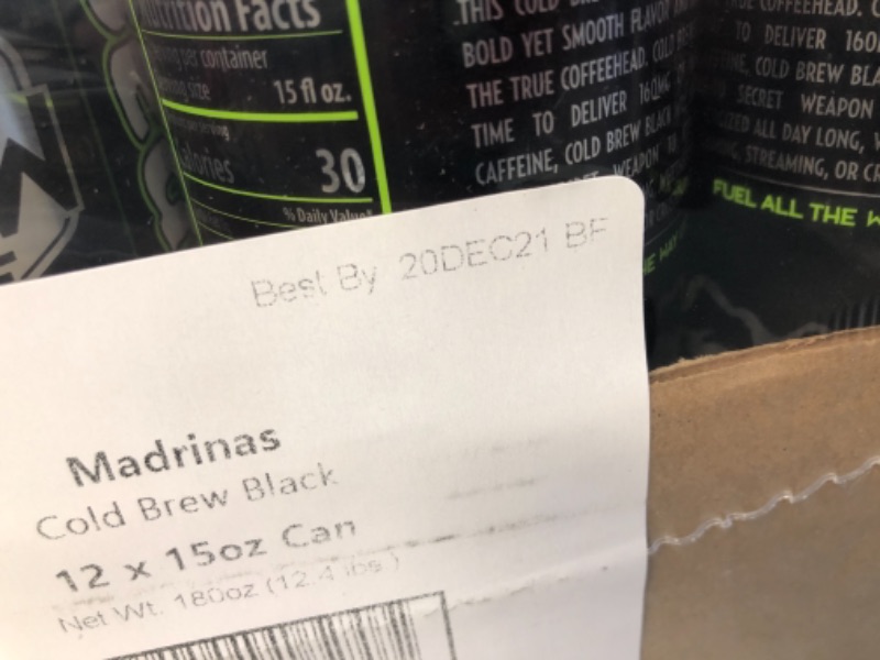 Photo 3 of (20DEC2021 BEST BY DATE)
Madrinas Coffee Fair Trade Organic Cold Brew Black, 15 Fl Oz (Pack of 12)
