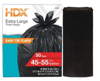 Photo 1 of **PREVIOUSLY OPENED** 50 Gallon Wave Cut Extra Large Trash Bags (50-Count)
