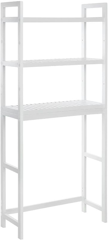 Photo 1 of **PREVIOUSLY OPENED BUT IN NEW CONDITIONS** SONGMICS Over The Toilet Storage, 3-Tier Bamboo Bathroom Organizer with Adjustable Shelves, Multifunctional Toilet Rack, Static Load Capacity 33 lb per Tier, Easy to Assemble, White UBTS01WT
