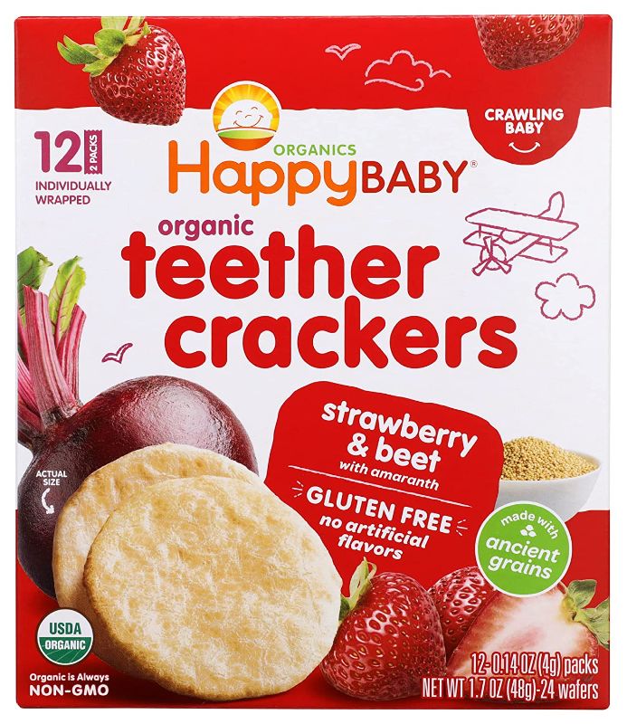 Photo 1 of Happy Baby, Teether Cracker Strawberry Pomegranate Beet, 12 Count
SET OF 6 
EXPIRES JAN23/2022 **NOT REFUNDABLE**