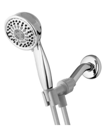 Photo 1 of 5-Spray 3.5 in. Single Wall Mount 1.8 GPM Handheld Shower Head in Chrome
