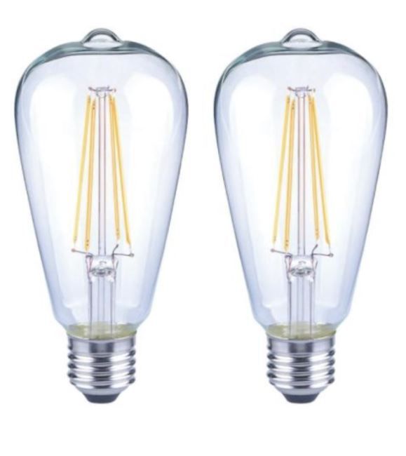 Photo 1 of  40-Watt ST19 Dimmable Clear Vintage Edison LED Light Bulb, Daylight, 2 Pack
